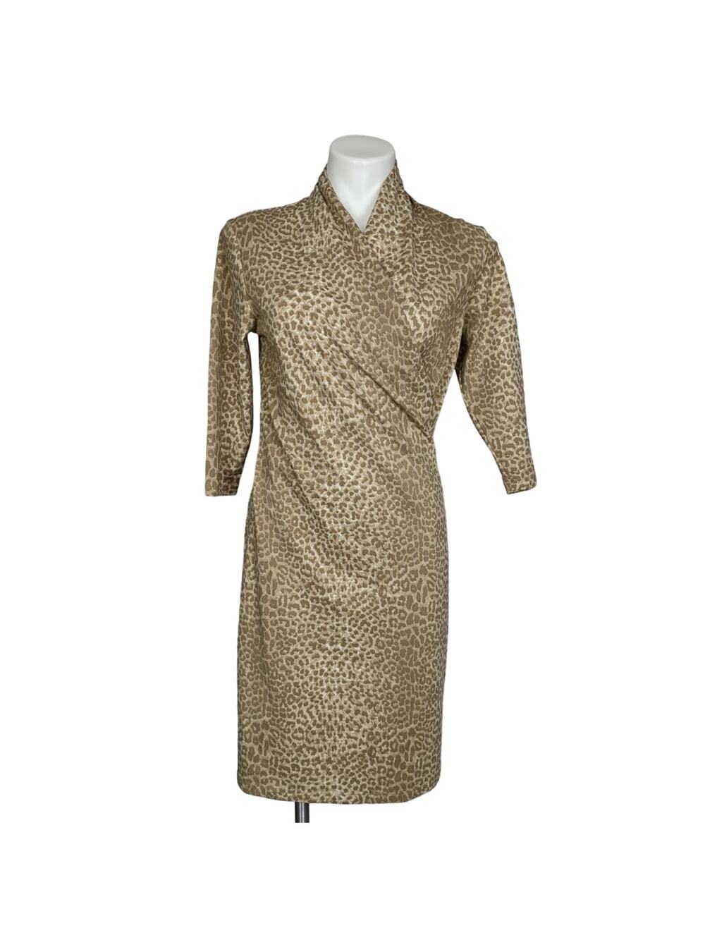J. McLaughlin Panama Catalina Cloth Faux Wrap Animal Print Dress Size Medium